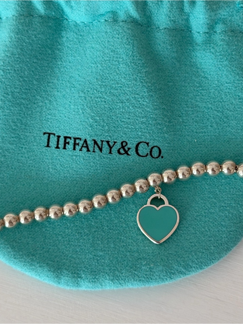 Return to Tiffany® Blue Heart Tag Bead Bracelet in Silver with Diamond - Picture 2 of 6